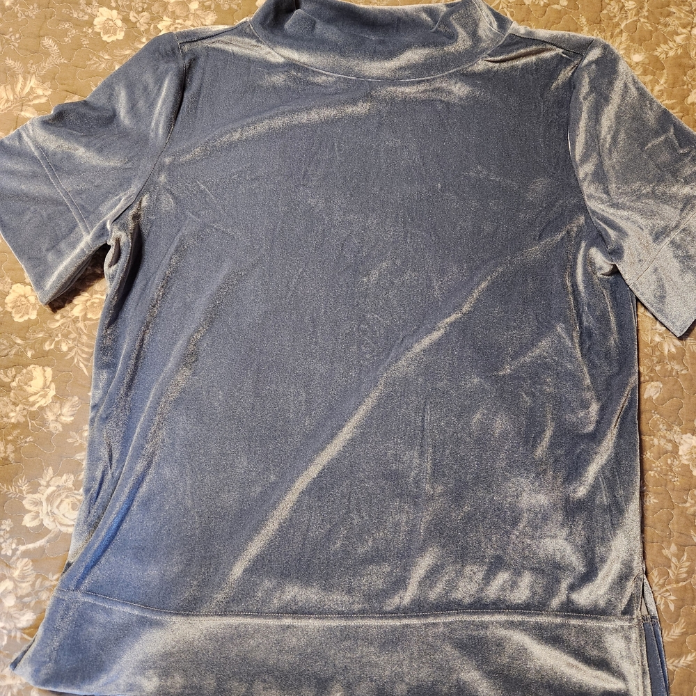 Anthropologie Velvet Top in Soft Blue